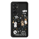 Samsung Galaxy A56 5G TPU-skal med fyra tecknade katter och gummibelagt bakstycke
