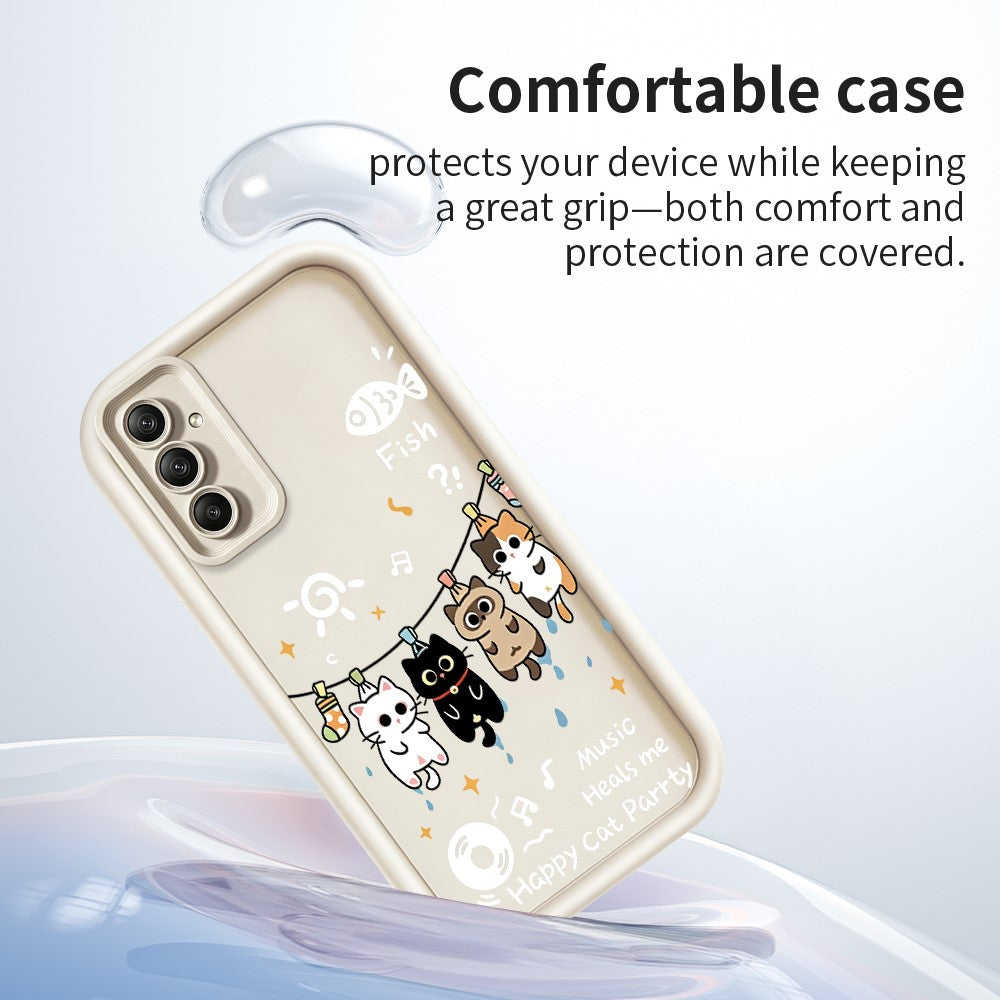 TPU-skal till Samsung Galaxy A18 5G / A18 4G / A17 5G / A17 4G, mönster med fyra tecknade katter, gummibelagt bakstycke