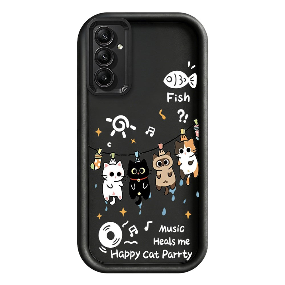 TPU-skal till Samsung Galaxy A18 5G / A18 4G / A17 5G / A17 4G, mönster med fyra tecknade katter, gummibelagt bakstycke