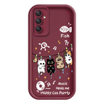 TPU-skal till Samsung Galaxy A18 5G / A18 4G / A17 5G / A17 4G, mönster med fyra tecknade katter, gummibelagt bakstycke