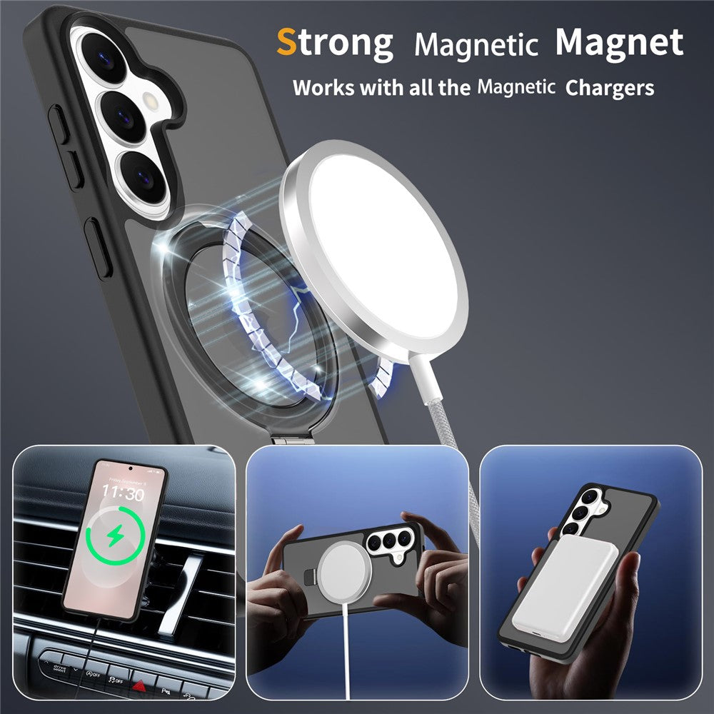 Samsung Galaxy S26+ Skal Magnetiskt Stöd PC + TPU Matt Finish Stötsäkert mobilskydd