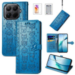 For Xiaomi 17T Case with Tempered Glass Screen Protector Cute Cat Dog Pattern PU Leather Wallet Phone Cover