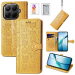 For Xiaomi 17T Case with Tempered Glass Screen Protector Cute Cat Dog Pattern PU Leather Wallet Phone Cover