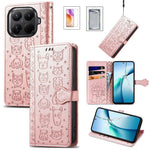 For Xiaomi 17T Case with Tempered Glass Screen Protector Cute Cat Dog Pattern PU Leather Wallet Phone Cover