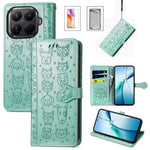 For Xiaomi 17T Case with Tempered Glass Screen Protector Cute Cat Dog Pattern PU Leather Wallet Phone Cover