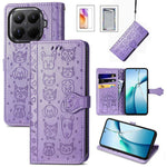 For Xiaomi 17T Case with Tempered Glass Screen Protector Cute Cat Dog Pattern PU Leather Wallet Phone Cover