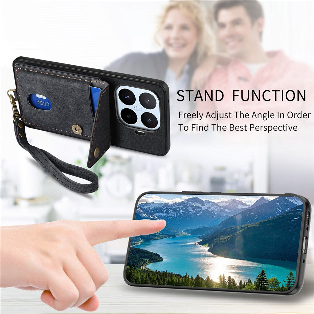 For Xiaomi 17T Case with Tempered Glass Screen Protector Card Holder Retro PU Leather Phone Back Cover