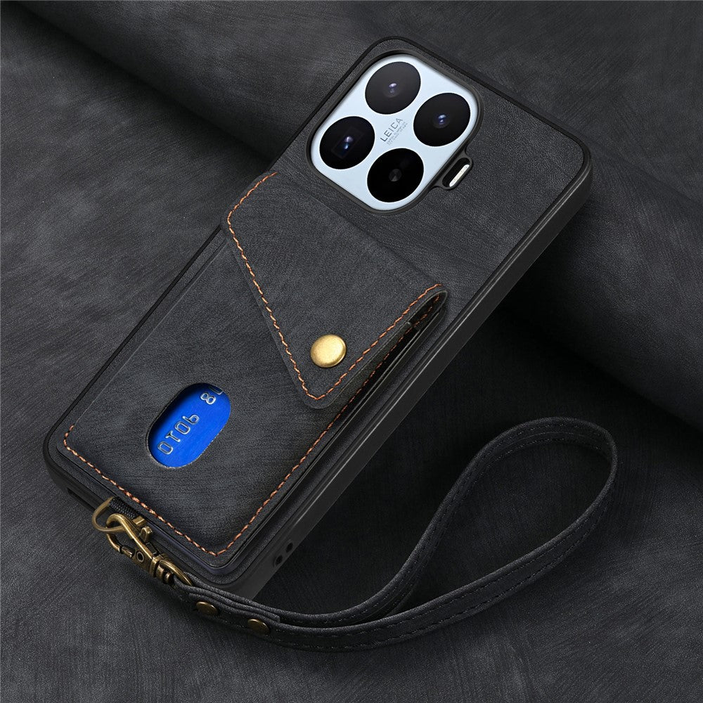 For Xiaomi 17T Case with Tempered Glass Screen Protector Card Holder Retro PU Leather Phone Back Cover