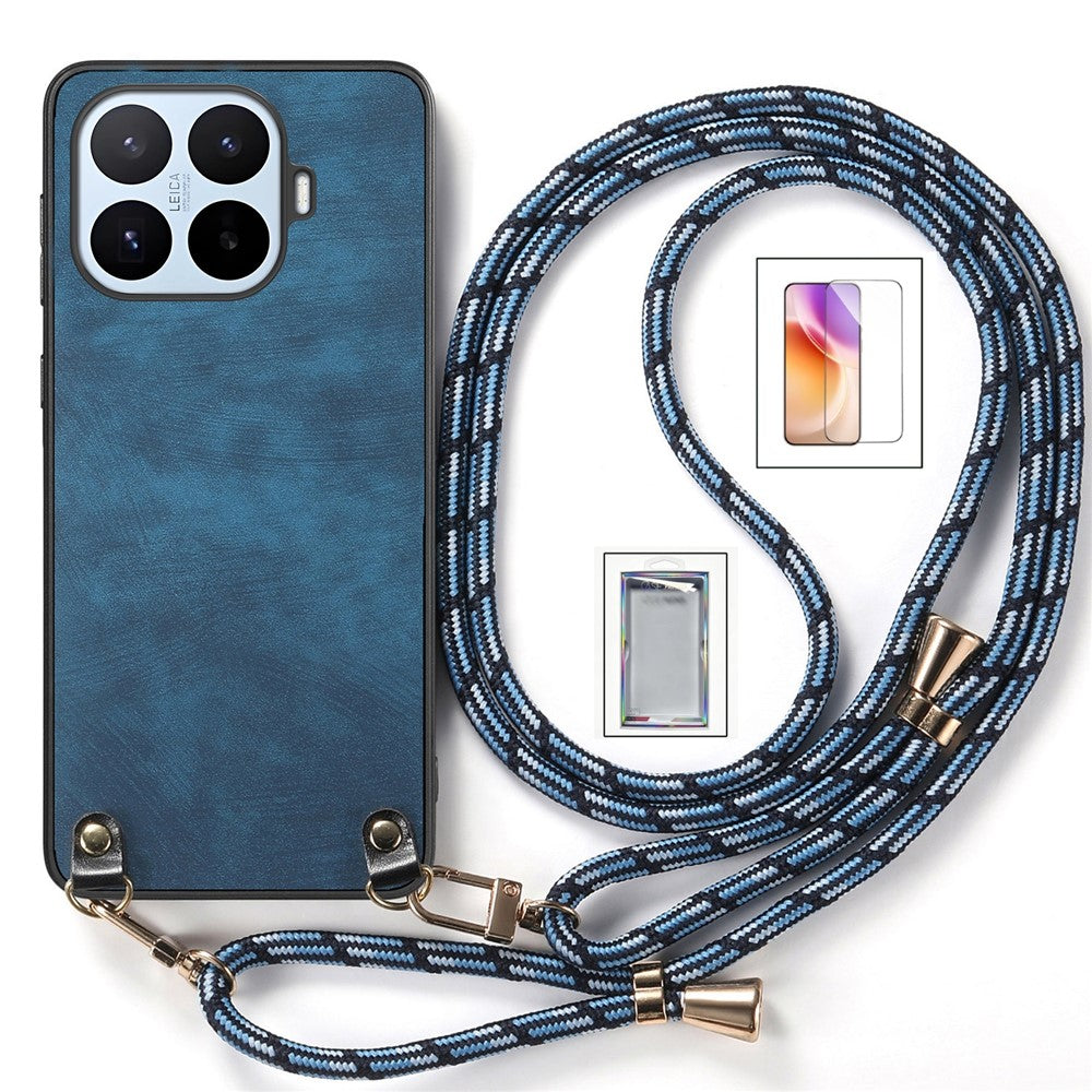 For Xiaomi 17T Case Retro Leather Phone Back Cover with Adjustable Strap + Screen Protector