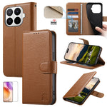 For Xiaomi 17T Case Split Leather Wallet RFID Blocking Phone Cover with Tempered Glass Screen Protector