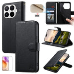 For Xiaomi 17T Case Split Leather Wallet RFID Blocking Phone Cover with Tempered Glass Screen Protector