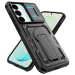 Samsung Galaxy S26 FE / S25 FE Skal Slide Lens Shield PC + TPU Stativ Mobilskal