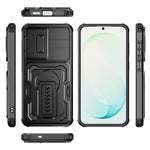 Samsung Galaxy S26 FE / S25 FE Skal Slide Lens Shield PC + TPU Stativ Mobilskal