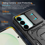Samsung Galaxy S26 FE / S25 FE Skal Slide Lens Shield PC + TPU Stativ Mobilskal