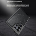 Samsung Galaxy S24 Ultra Magnetiskt Skal PU Läderbelagd PC + TPU Reptåligt mobilskal