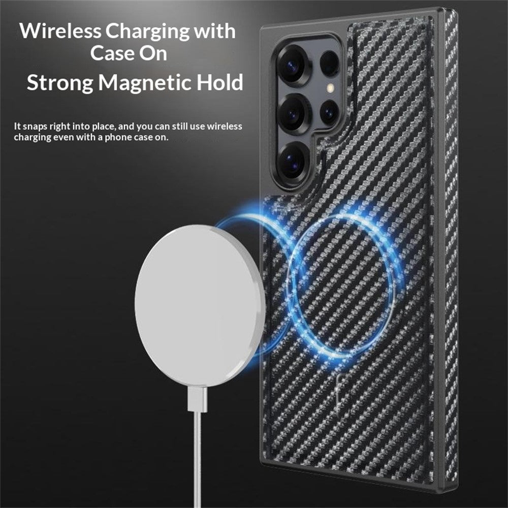 Samsung Galaxy S24 Ultra Magnetiskt Skal PU Läderbelagd PC + TPU Reptåligt mobilskal