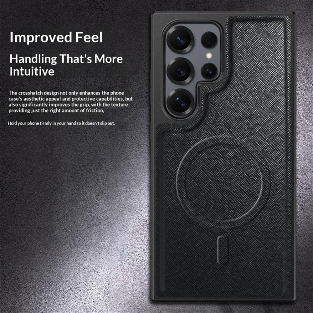 Samsung Galaxy S24 Ultra Magnetiskt Skal PU Läderbelagd PC + TPU Reptåligt mobilskal