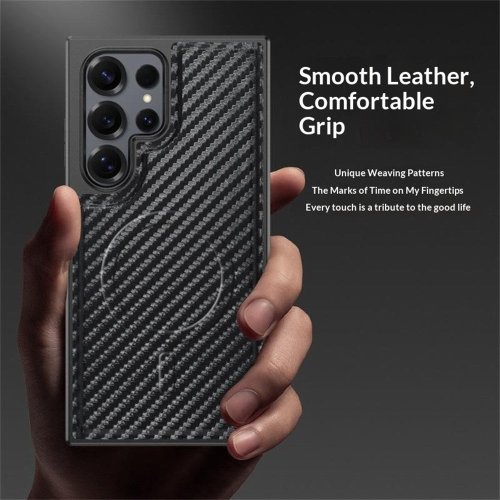 Samsung Galaxy S24 Ultra Magnetiskt Skal PU Läderbelagd PC + TPU Reptåligt mobilskal