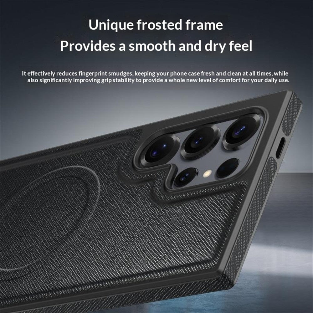 Samsung Galaxy S24 Ultra Magnetiskt Skal PU Läderbelagd PC + TPU Reptåligt mobilskal