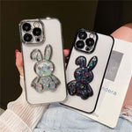 Til iPhone 12 Pro 6,1 tommer Quicksand Rabbit Decor Beskyttelsescover til telefon Galvaniseret TPU Bagcover med hærdet glaslinsebeskyttelsesfilm