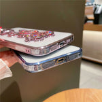 Til iPhone 12 Pro 6,1 tommer Quicksand Rabbit Decor Beskyttelsescover til telefon Galvaniseret TPU Bagcover med hærdet glaslinsebeskyttelsesfilm