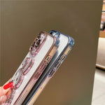 Til iPhone 12 Pro 6,1 tommer Quicksand Rabbit Decor Beskyttelsescover til telefon Galvaniseret TPU Bagcover med hærdet glaslinsebeskyttelsesfilm
