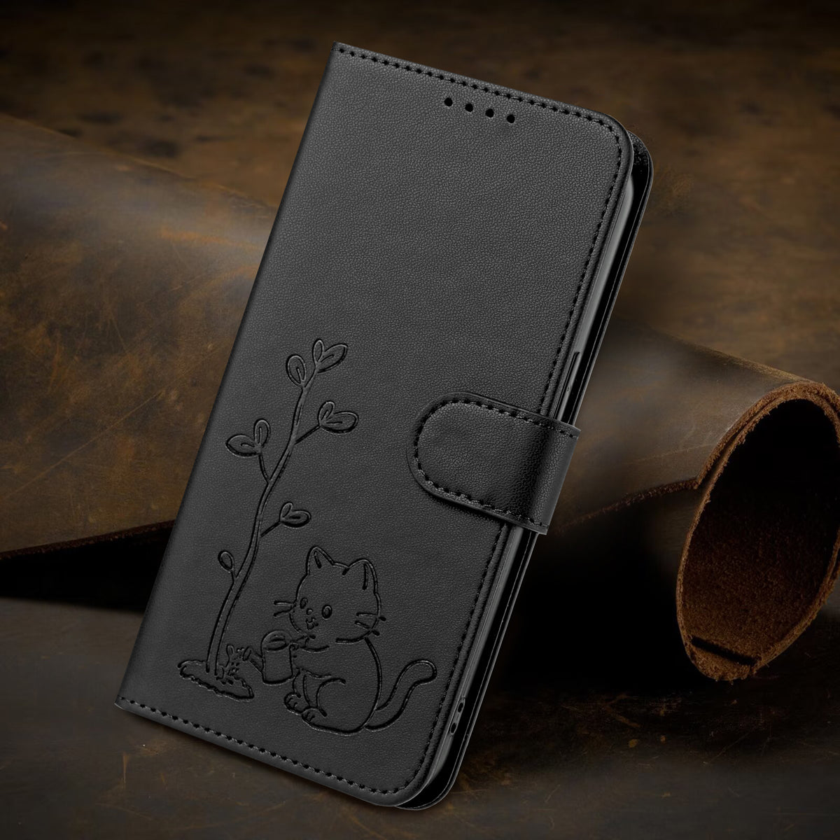 For Xiaomi Redmi Note 17 Pro Max 5G / Xiaomi Redmi Note 17 Pro+ 5G Case Cat Watering Plant Pattern PU Leather Wallet Stand Phone Cover