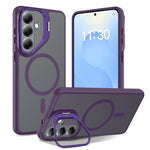 Magnetisk etui til Samsung Galaxy S26+ / S25+ / S24+ med kamerlinseramme og stativ, mobilcover i PC + TPU