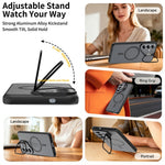 For Samsung Galaxy S26 FE / S25 FE Magnetic Case Camera Lens Frame Kickstand PC + TPU Phone Cover