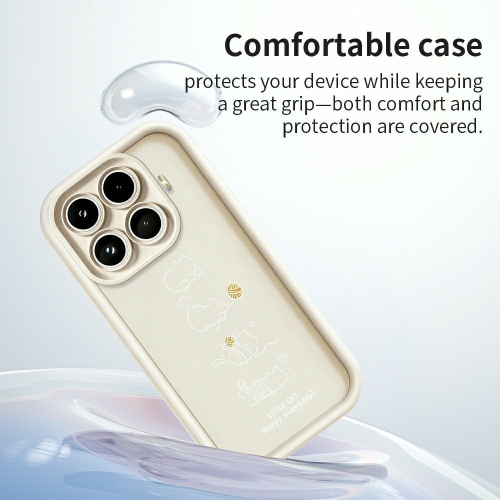 For Xiaomi 17T Pro TPU Case Little Cat Playing Pattern Printing Rubberized Anti-Slip Phone Cover