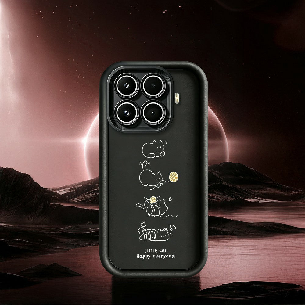 For Xiaomi 17T Pro TPU Case Little Cat Playing Pattern Printing Rubberized Anti-Slip Phone Cover