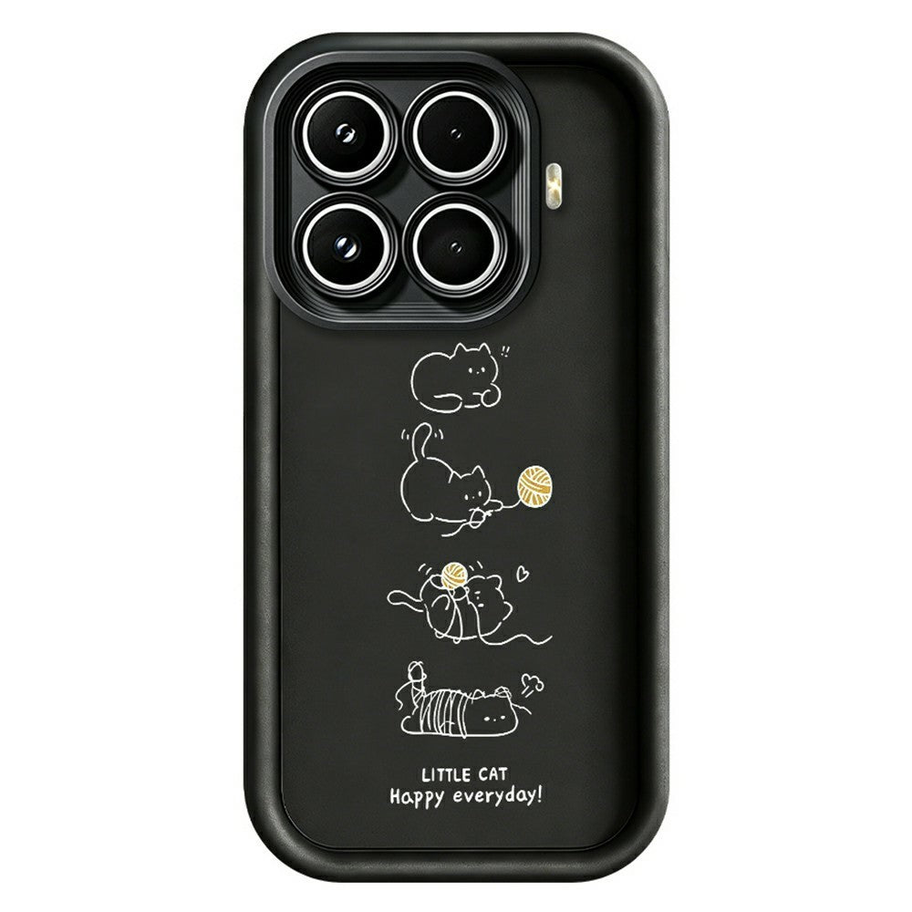 For Xiaomi 17T Pro TPU Case Little Cat Playing Pattern Printing Rubberized Anti-Slip Phone Cover