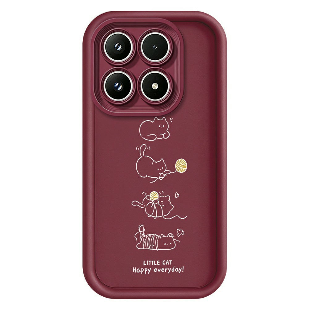 For Xiaomi 17 TPU Case Little Cat Playing Pattern Printing Rubberized Anti-Slip Phone Cover