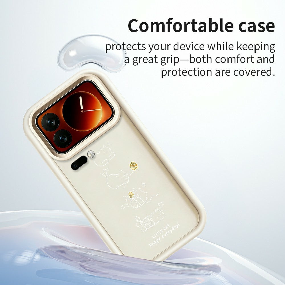 Xiaomi 17 Pro Max TPU-skal Liten katt som leker mönstertryck Gummerat halkfritt mobilskydd