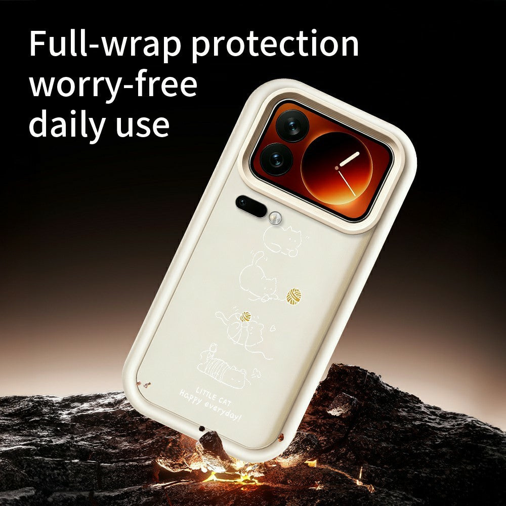 Xiaomi 17 Pro Max TPU-skal Liten katt som leker mönstertryck Gummerat halkfritt mobilskydd