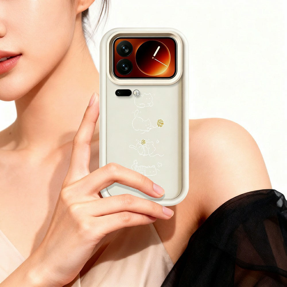 Xiaomi 17 Pro Max TPU-skal Liten katt som leker mönstertryck Gummerat halkfritt mobilskydd