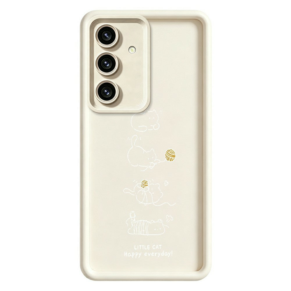 For Samsung Galaxy S26 TPU Case Little Cat Playing Pattern Printing Rubberized Anti-Slip Phone Cover