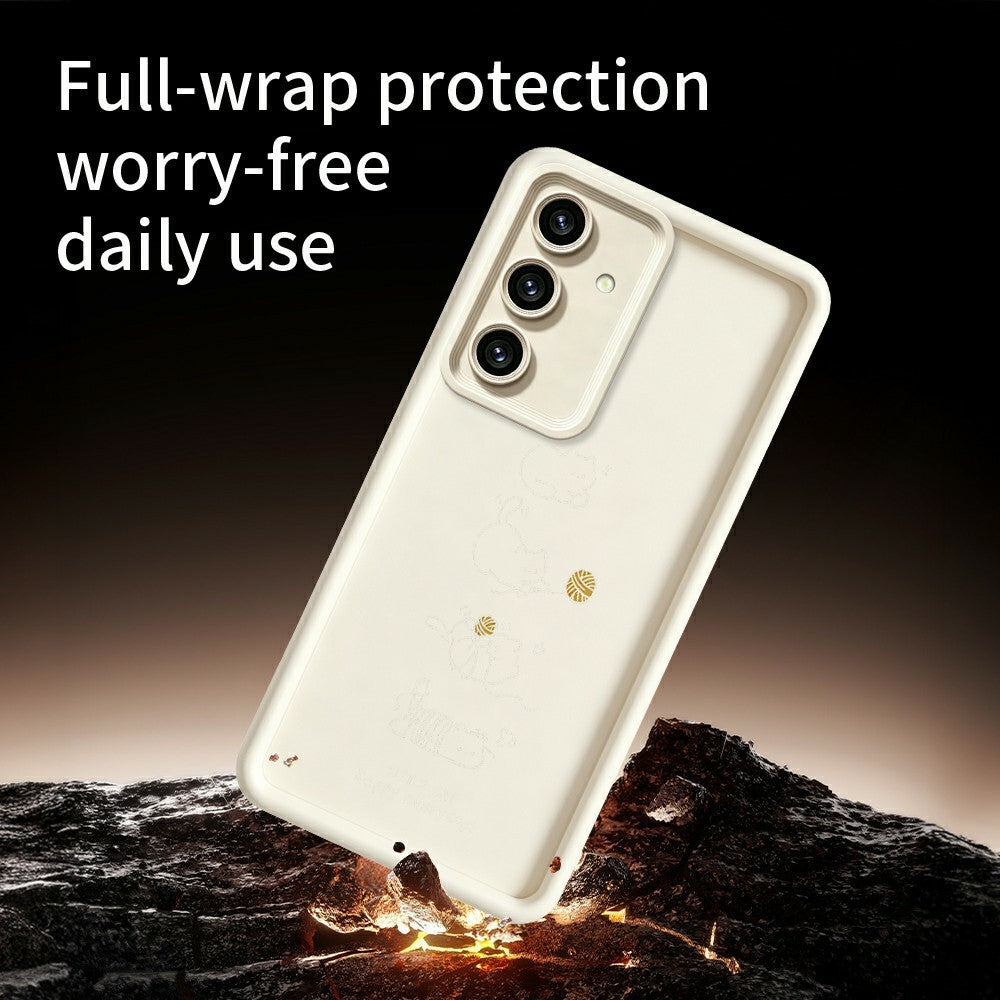 For Samsung Galaxy S26 TPU Case Little Cat Playing Pattern Printing Rubberized Anti-Slip Phone Cover