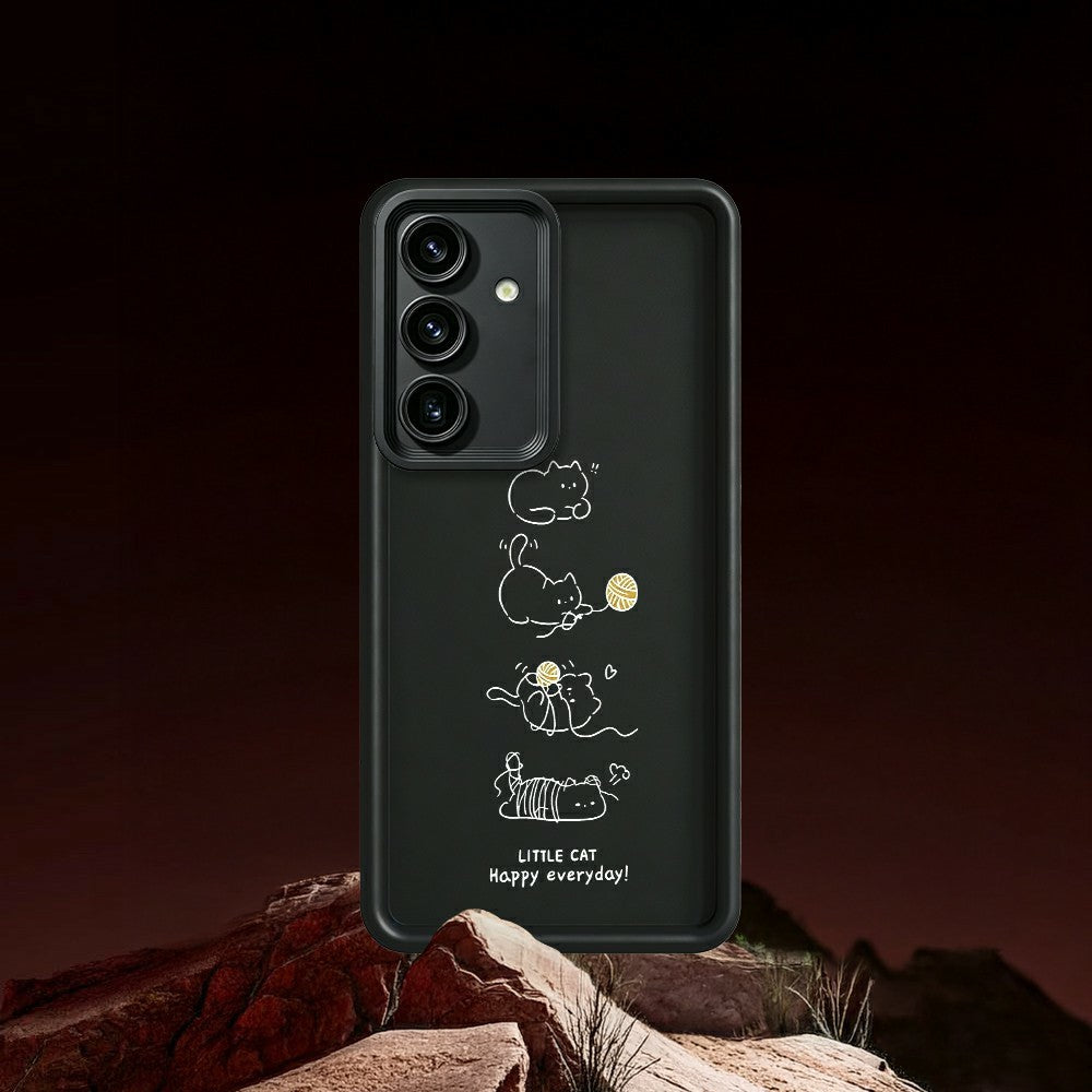 For Samsung Galaxy S26 TPU Case Little Cat Playing Pattern Printing Rubberized Anti-Slip Phone Cover