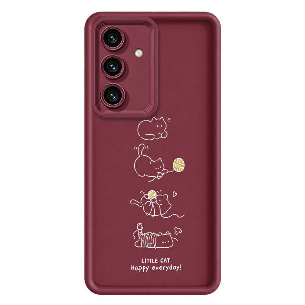 Samsung Galaxy S26+ TPU-skal Liten katt leker mönster tryck gummibelagt halkfritt mobilskal