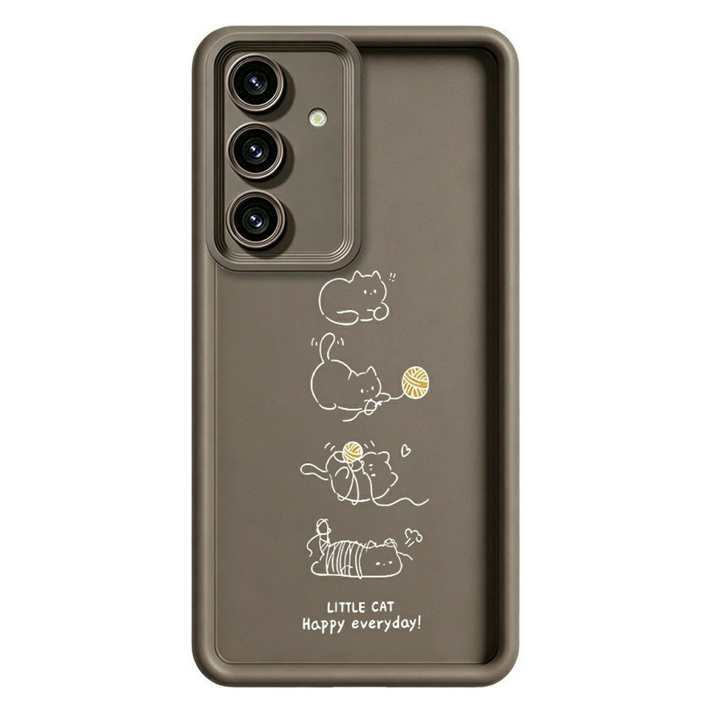 Samsung Galaxy S26+ TPU-skal Liten katt leker mönster tryck gummibelagt halkfritt mobilskal