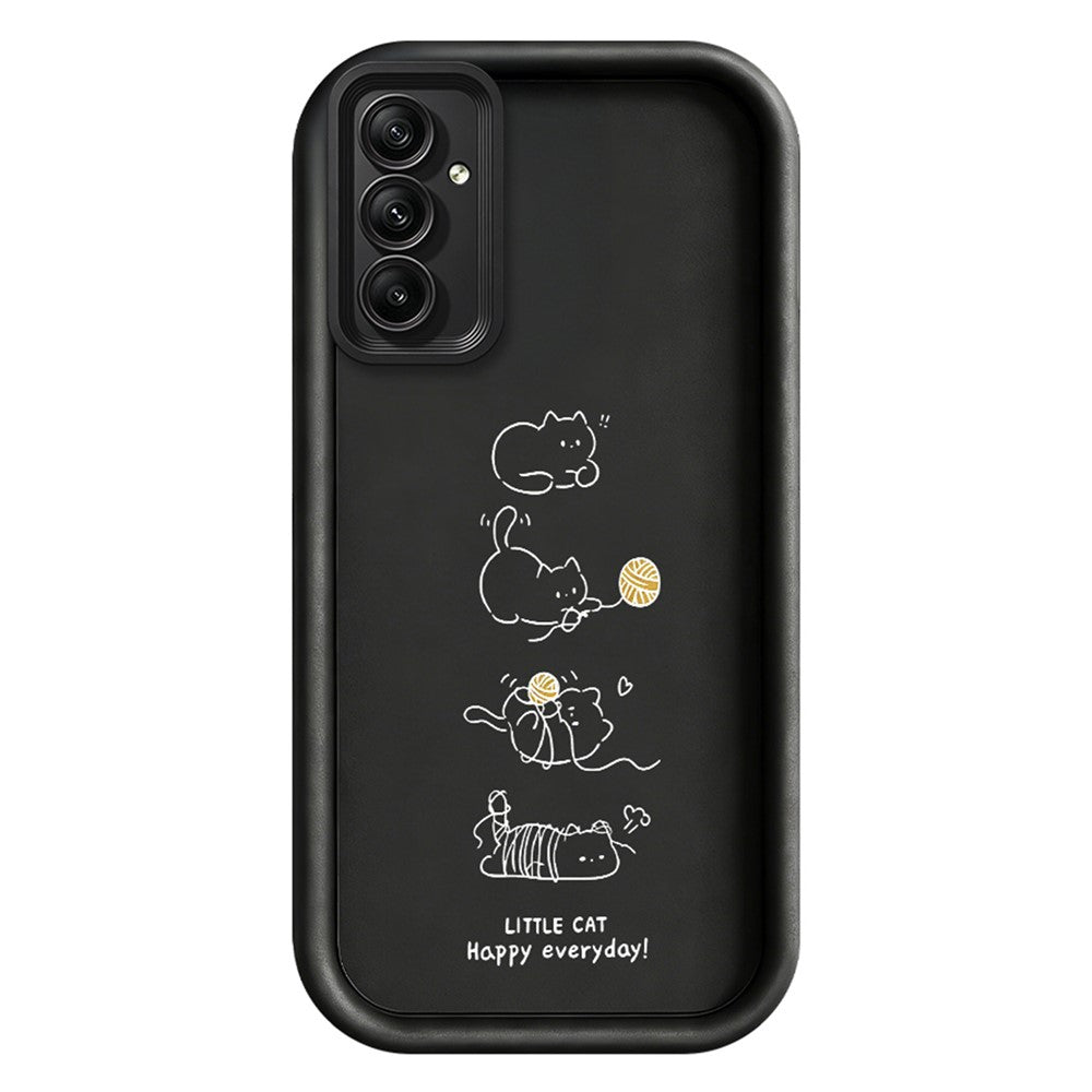 TPU-skal till Samsung Galaxy A18 5G / A18 4G / A17 5G / A17 4G, liten katt som leker, mönstertryck, gummibelagt, halkfritt mobilskal