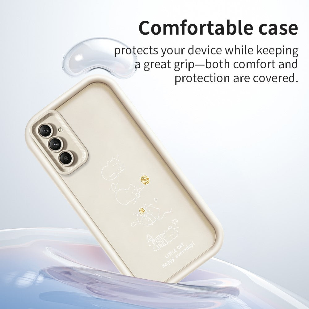 TPU-skal till Samsung Galaxy A18 5G / A18 4G / A17 5G / A17 4G, liten katt som leker, mönstertryck, gummibelagt, halkfritt mobilskal