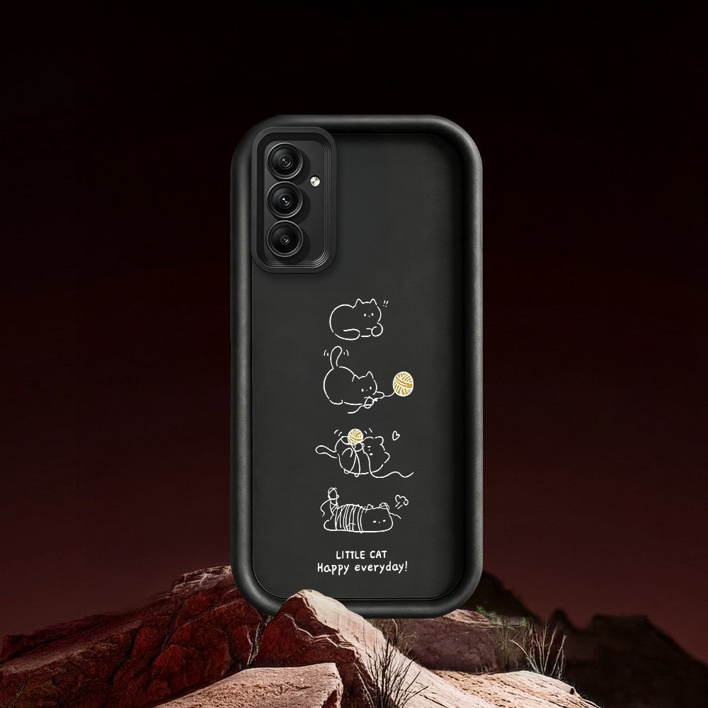 TPU-skal till Samsung Galaxy A18 5G / A18 4G / A17 5G / A17 4G, liten katt som leker, mönstertryck, gummibelagt, halkfritt mobilskal