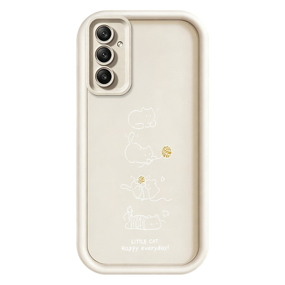 TPU-skal till Samsung Galaxy A18 5G / A18 4G / A17 5G / A17 4G, liten katt som leker, mönstertryck, gummibelagt, halkfritt mobilskal