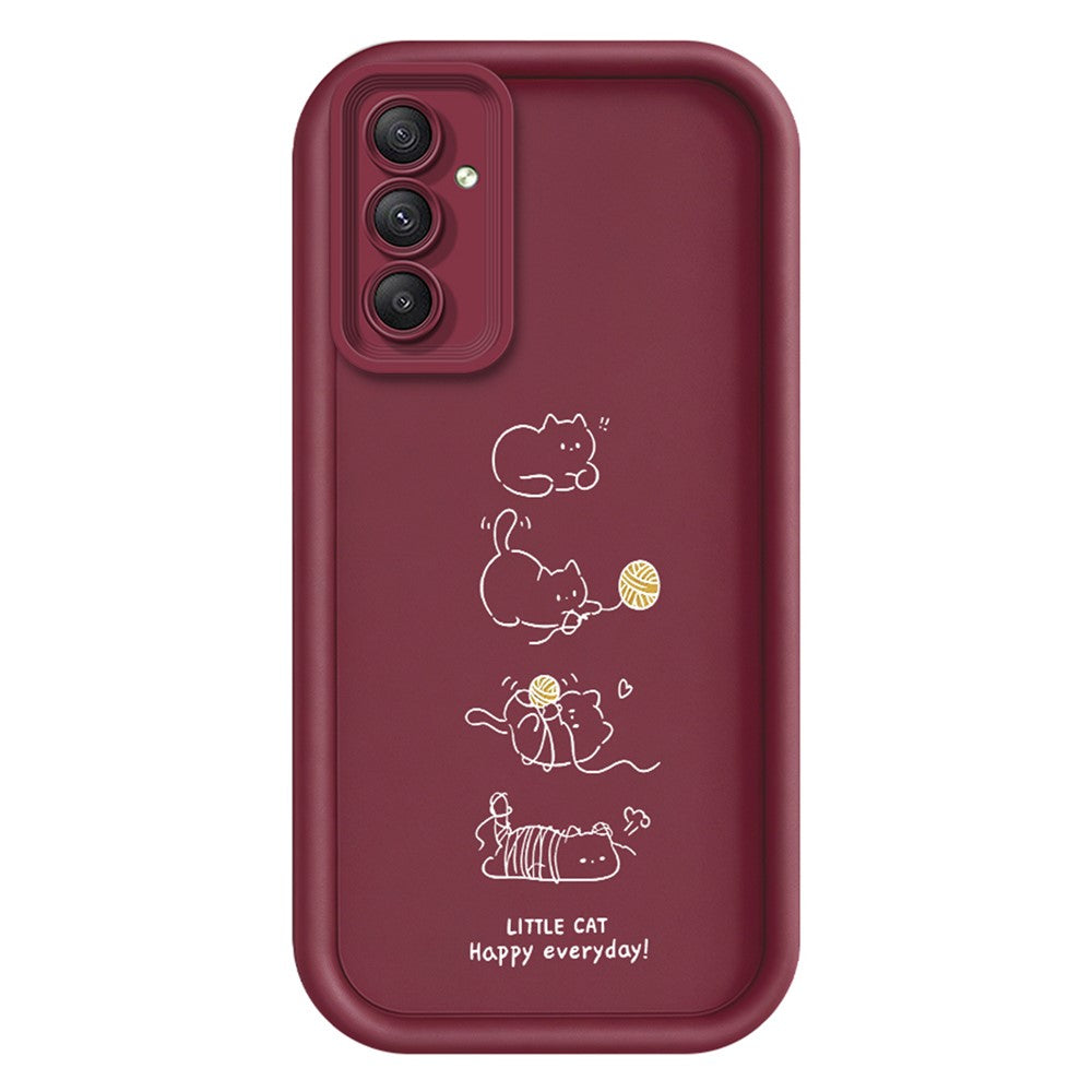TPU-cover til Samsung Galaxy A18 5G / A18 4G / A17 5G / A17 4G, lille kat, der leger, mønstertryk, gummibelagt, skridsikkert mobilcover