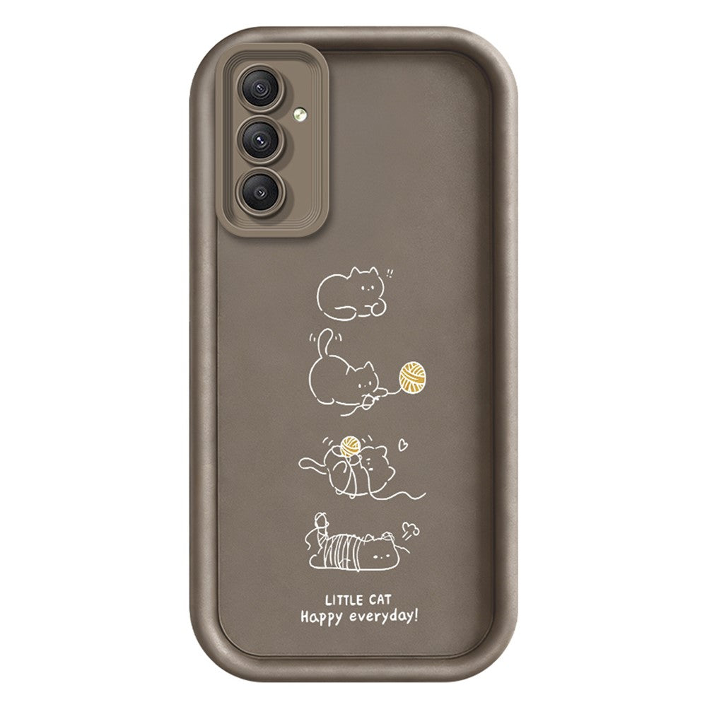 TPU-cover til Samsung Galaxy A18 5G / A18 4G / A17 5G / A17 4G, lille kat, der leger, mønstertryk, gummibelagt, skridsikkert mobilcover
