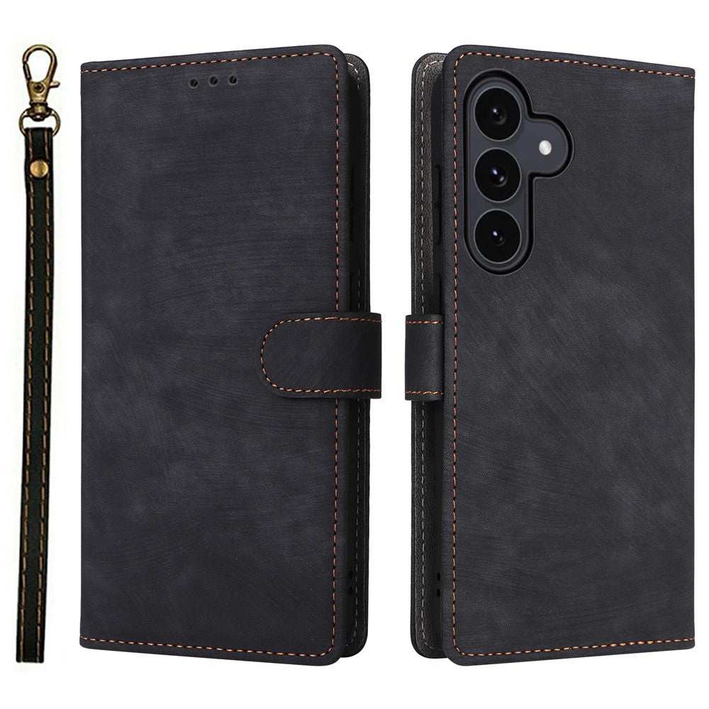 Samsung Galaxy S26 FE / S25 FE Plånboksfodral RFID-blockerande PU-lädermobilfodral med stativ och rem