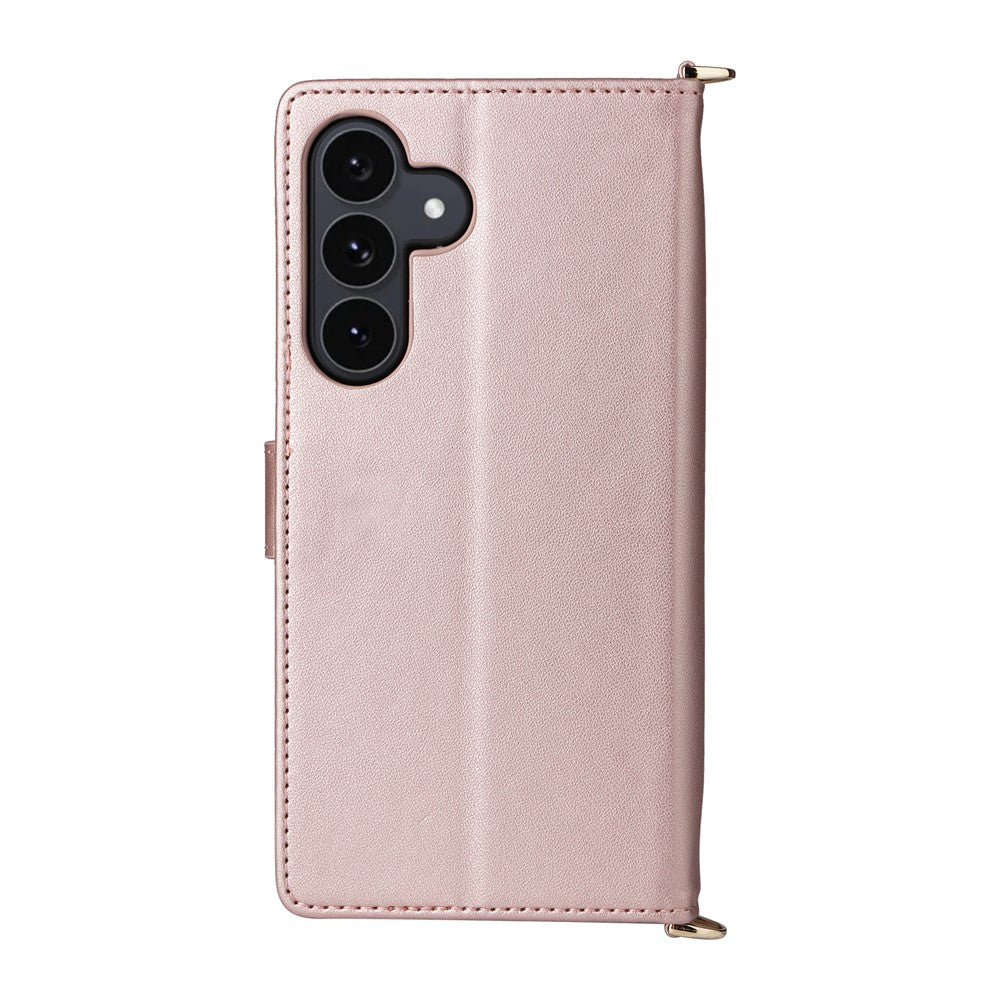 Samsung Galaxy S26 FE / S25 FE Läderfodral Stativ Plånboksfodral med Axel-/Handledsrem