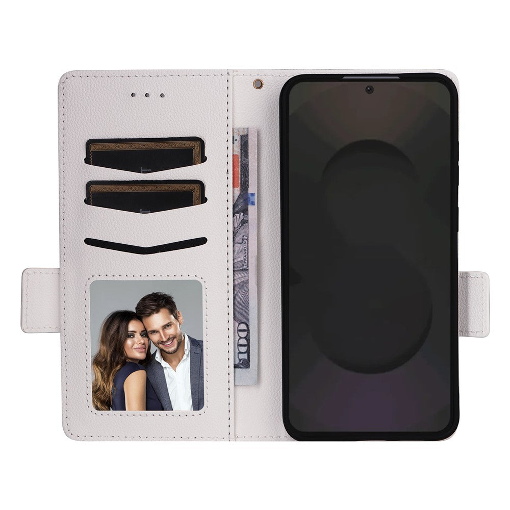 For Samsung Galaxy S26 FE / S25 FE Case Litchi Texture Wallet Leather Phone Cover with Wrist Strap